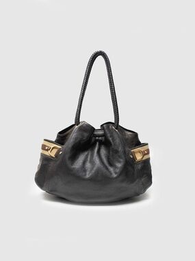 COLE HAAN Denney Hobo – Iridescent Brown/Eggplant Leather, Braided Handle